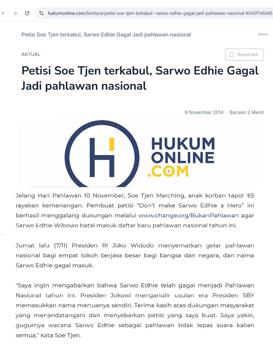 SoeTjenMarching's tweet photo. Dulu, kami membuat petisi menolak Sarwo Edhie Pahlawan. Ia adalah komandan RPKAD yang menggalang genosida terbesar di Indonesia tanpa proses pengadilan. Petisi ini terkabul. 

Namun, sekarang justru manusia yang seharusnya didakwa sebagai kriminal HAM, dinobatkan jadi pahlawan. https://t.co/X8M0Ep9Syp