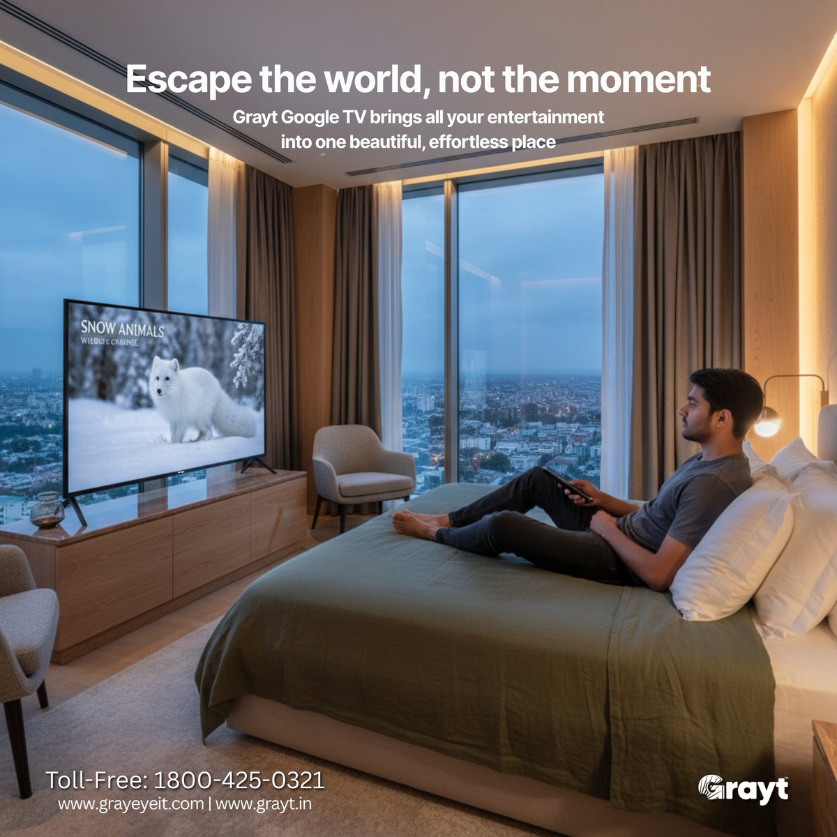 Grayeyeit's tweet photo. Ditch the streaming clutter. Grayt Google TV brings all your entertainment into one place. Escape the world, not the moment. ✨

#GraytTV #GoogleTV #SmartTVUpgrade #Relax https://t.co/OQsaYp8Zq2