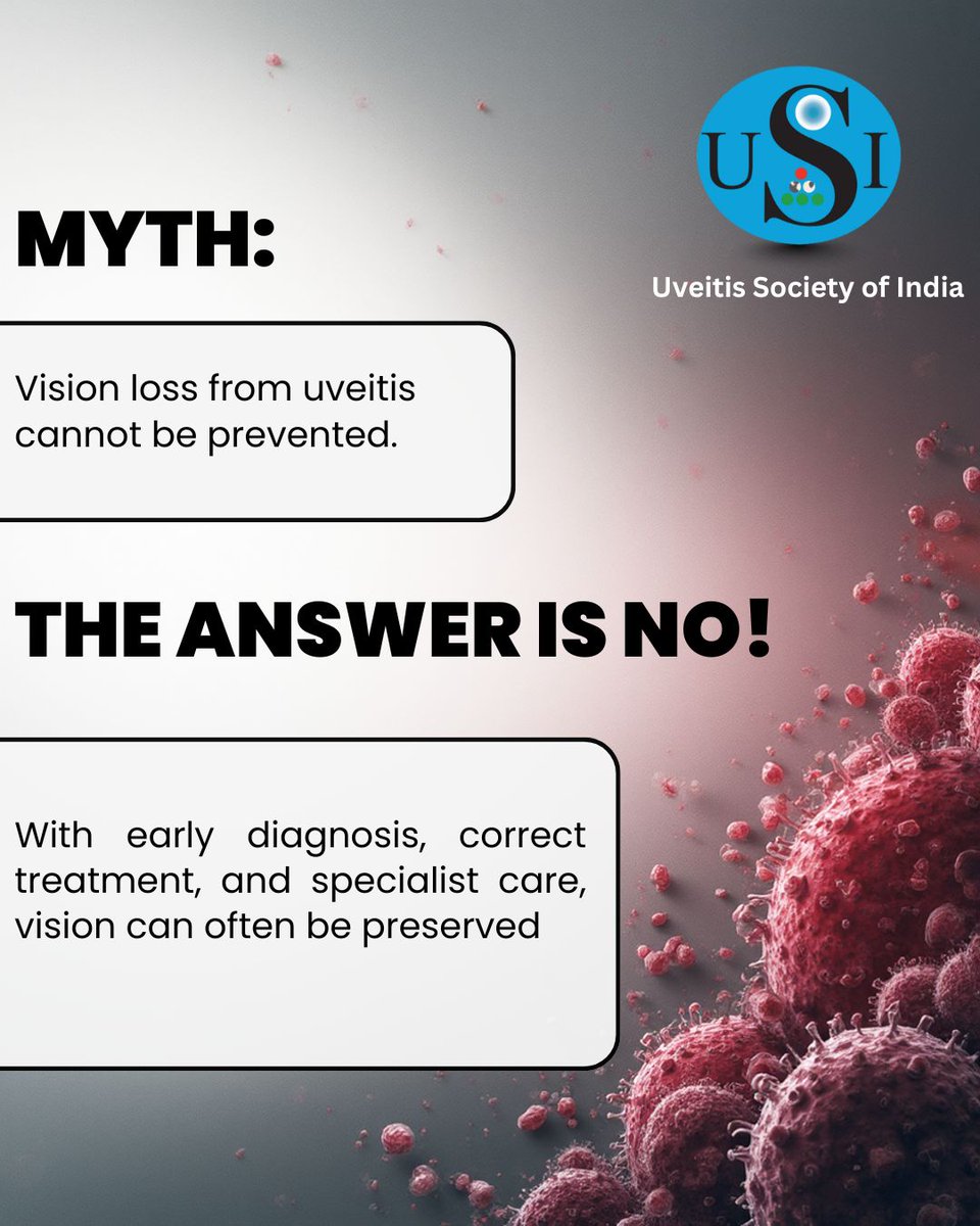 bhavikpanchal87's tweet photo. Myths vs Facts in Uveitis #8
Courtesy Uveitis Society of India.
@theuveadoctor @uveitis 
#uveitis #inflammation #eyeinflammation #visionloss https://t.co/SkFBrqQOCv