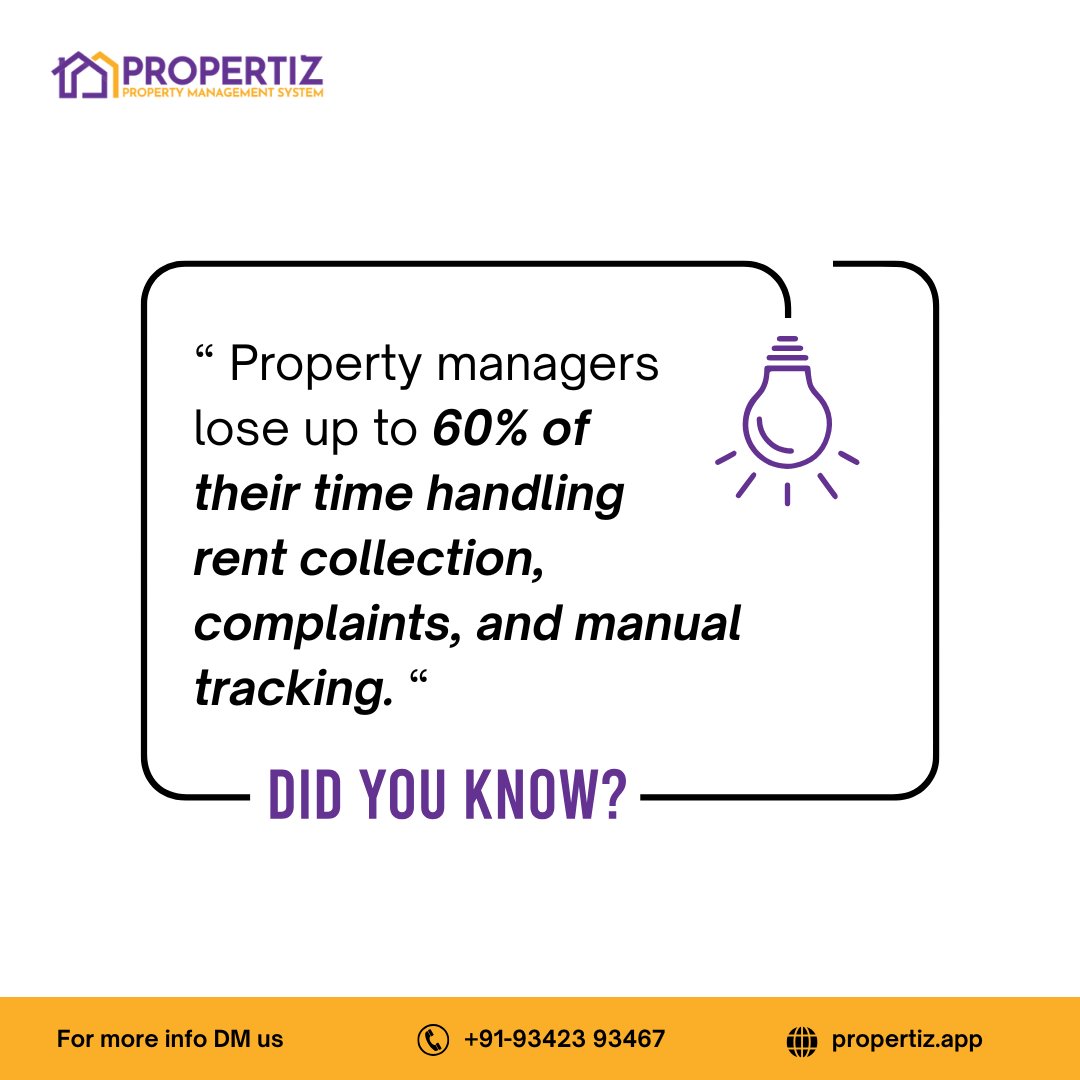 propertiz_app's tweet image. With Propertiz, you can finally get back those hours lost to phone calls, registers, and WhatsApp chaos.
Manage rent, complaints, and reports automatically from one application👉Try smarter management today - bit.ly/4ogRRpJ
#propertiz #propertymanagement #smartproperty