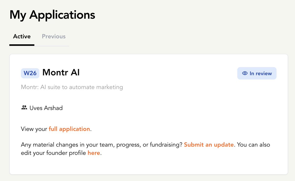 Just in time! @montr_io 

Applied to <a href="/ycombinator/">Y Combinator</a> W26 batch

Applied for the first time at YC, let's see
