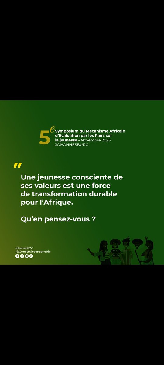 bahaie_rdc's tweet photo. Les droits et la mission des jeunes pour un monde meilleur.
#MAEP #LeadershipJeune #AfriqueEnMouvement https://t.co/mh2oFbqfzz