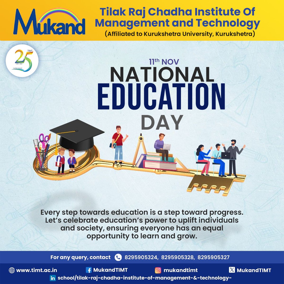 MukandTIMT's tweet image. National Education Day: Celebrating the Power of Learning | 11th November

#nationaleducationday #maulanaabulkalamazad #learningneverstops #successmindset #learnandgrow #knowledgeispower #academicexcellence #brightfuture #lifelonglearning #timt #mukandtimt