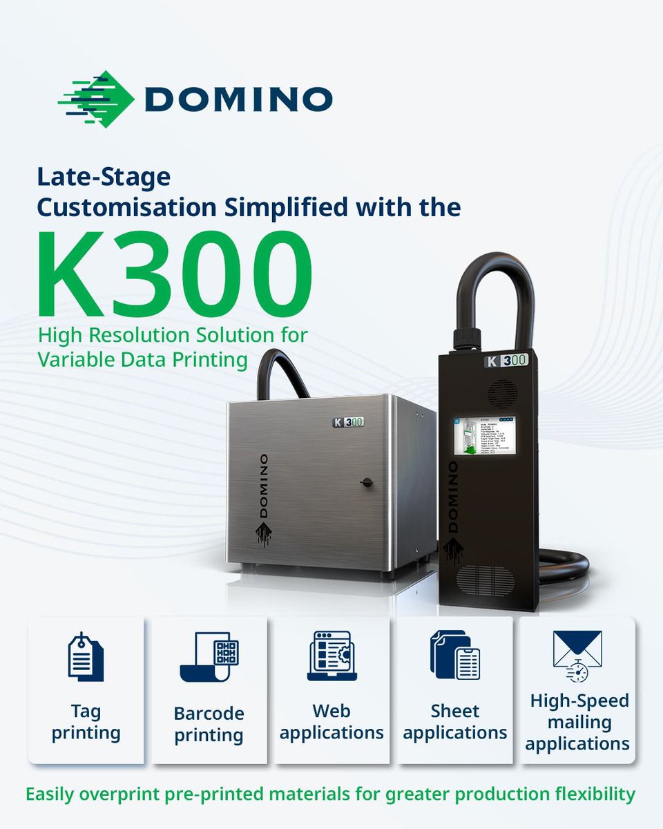 DominoIndia's tweet image. Late-stage customisation just got smarter with the Domino K300!
Easily overprint pre-printed materials with unique codes, barcodes &amp;amp; batch details perfect for short runs &amp;amp; fast turnarounds.

Talk to our experts today!

#DominoK300 #DigitalPrinting #DominoIndia