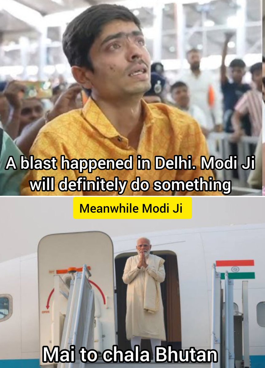 Chacha_Aramdevp's tweet image. In the time of pain, Modi has left for Bhutan in Plane. 

#RedFort #LalQuila