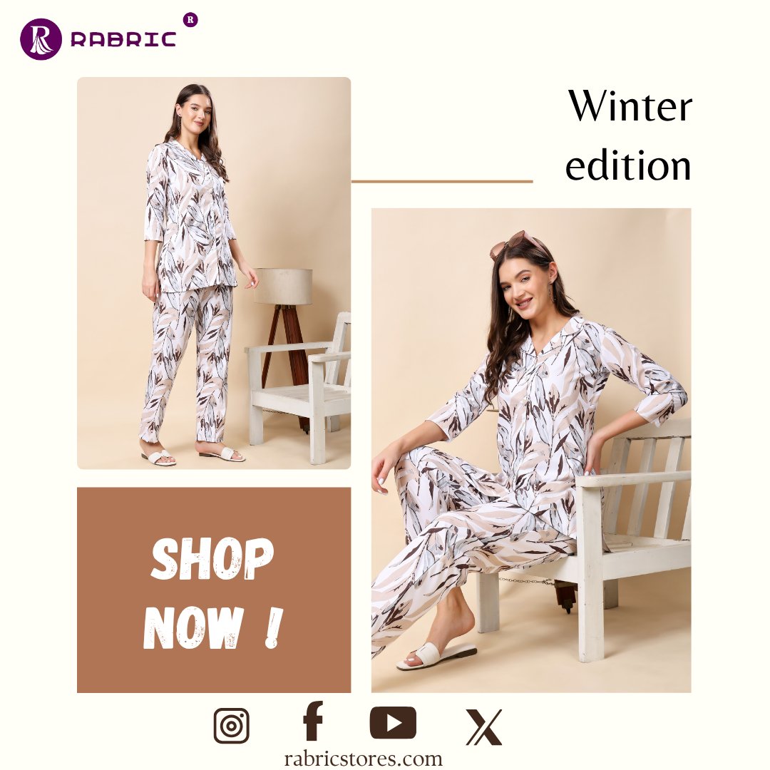 RabricStores's tweet image. Soft winter hues, cozy feels, and a print that whispers calm. Your new season essential is right here. ❄️✨
Shop the Winter Edition now.
#RabricStores #WinterEdition #CozyWear #LoungeSet #WinterFit #WinterStyle #NewCollection #PrintedSet #ComfortFirst #DailyStyle #ShopNow