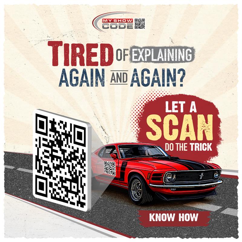 myshowcode's tweet image. No long talks, just one scan to reveal your car’s story. 🚗✨ List your ride on MyShowCode &amp;amp; share its specs, history &amp;amp; legacy effortlessly. Start free for 30 days! 

Explore your vibe today: myshowcode.com

#MyShowCode #CarFlex #QRShowcase