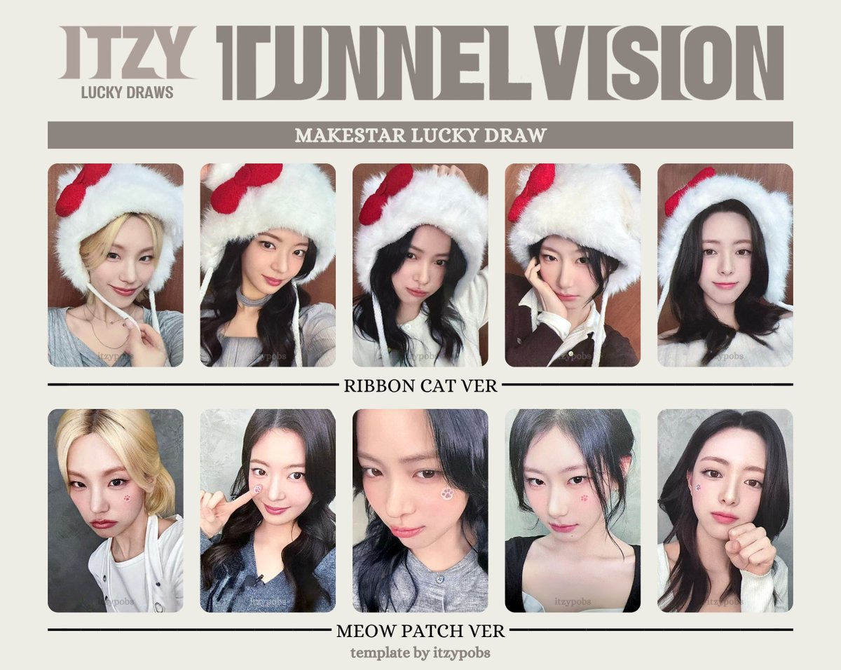 🐜 ITZY <TUNNEL VISION> TNVS makestar lucky draw pobs (ribbon cat