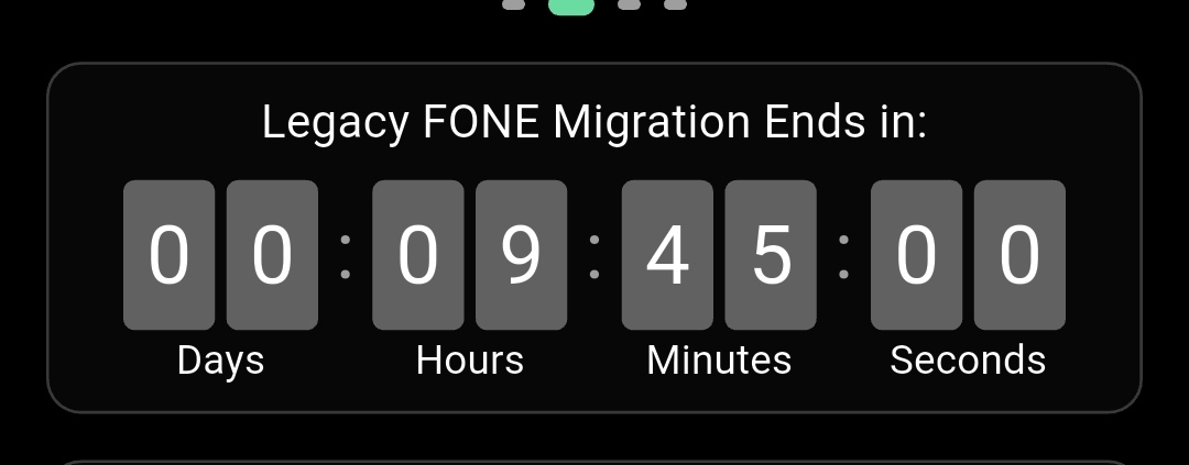 9 hours and 45 minutes left To Migrate All Your Legacy Accounts Before The Deadline Ends, So Please Do So If You Haven't Already Completed It Yet.  

The Deadline is November 11th. 💀

#Fone #FoneNetwork #FoneCoin #FoneChain #MobileBlockchain #crypto