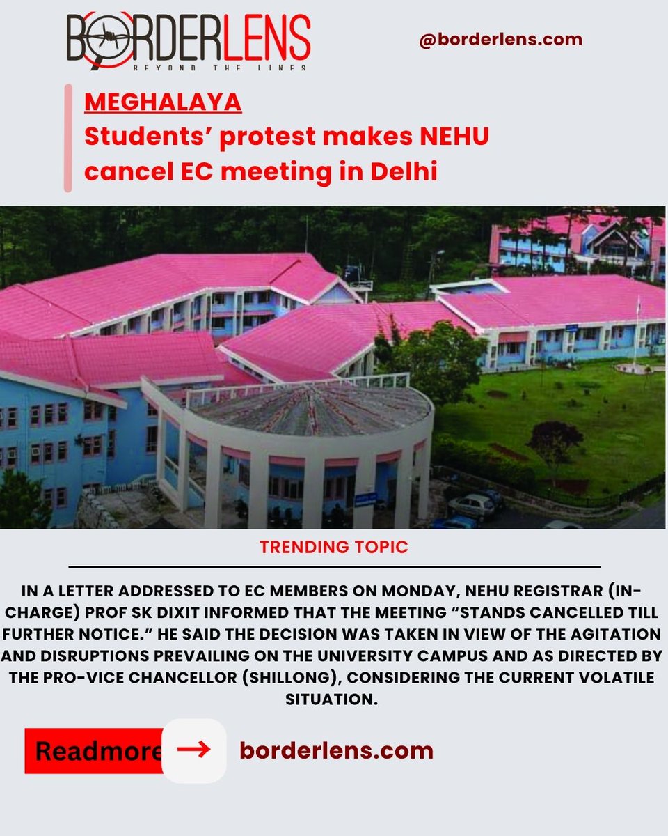 theborderlens's tweet image. NEHU cancels its EC meeting in Delhi after strong student protests demanding transparency and on-campus decision-making.
Student voices matter — and today, they were heard. ✊
#NEHU #Meghalaya #StudentProtest #NortheastIndia