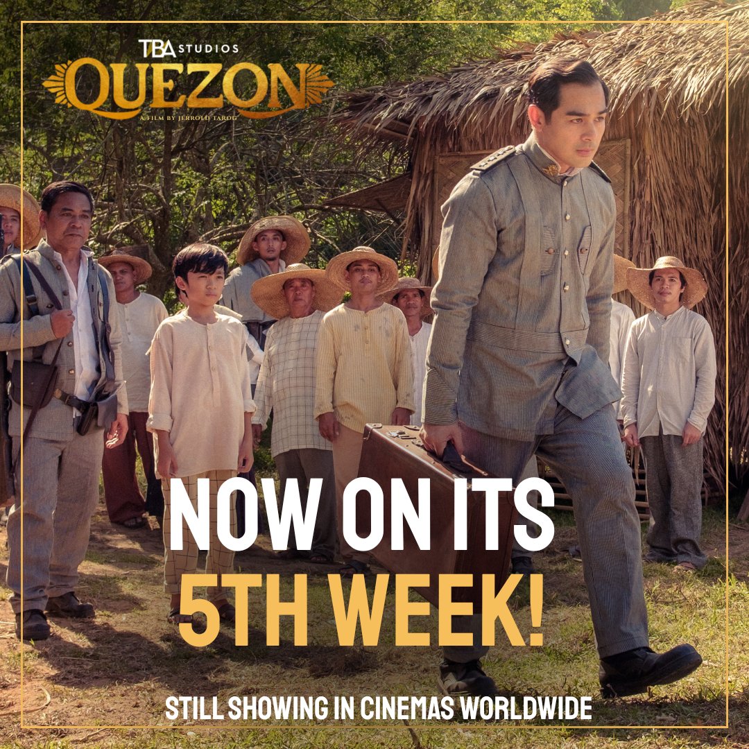 5TH WEEK!🔥🍿

#QUEZON is still showing in cinemas WORLDWIDE! ✨ Don’t miss, watch it now!

#JerichoRosales #BenjaminAlves #MonConfiado  #TBAStudios #Bayaniverse