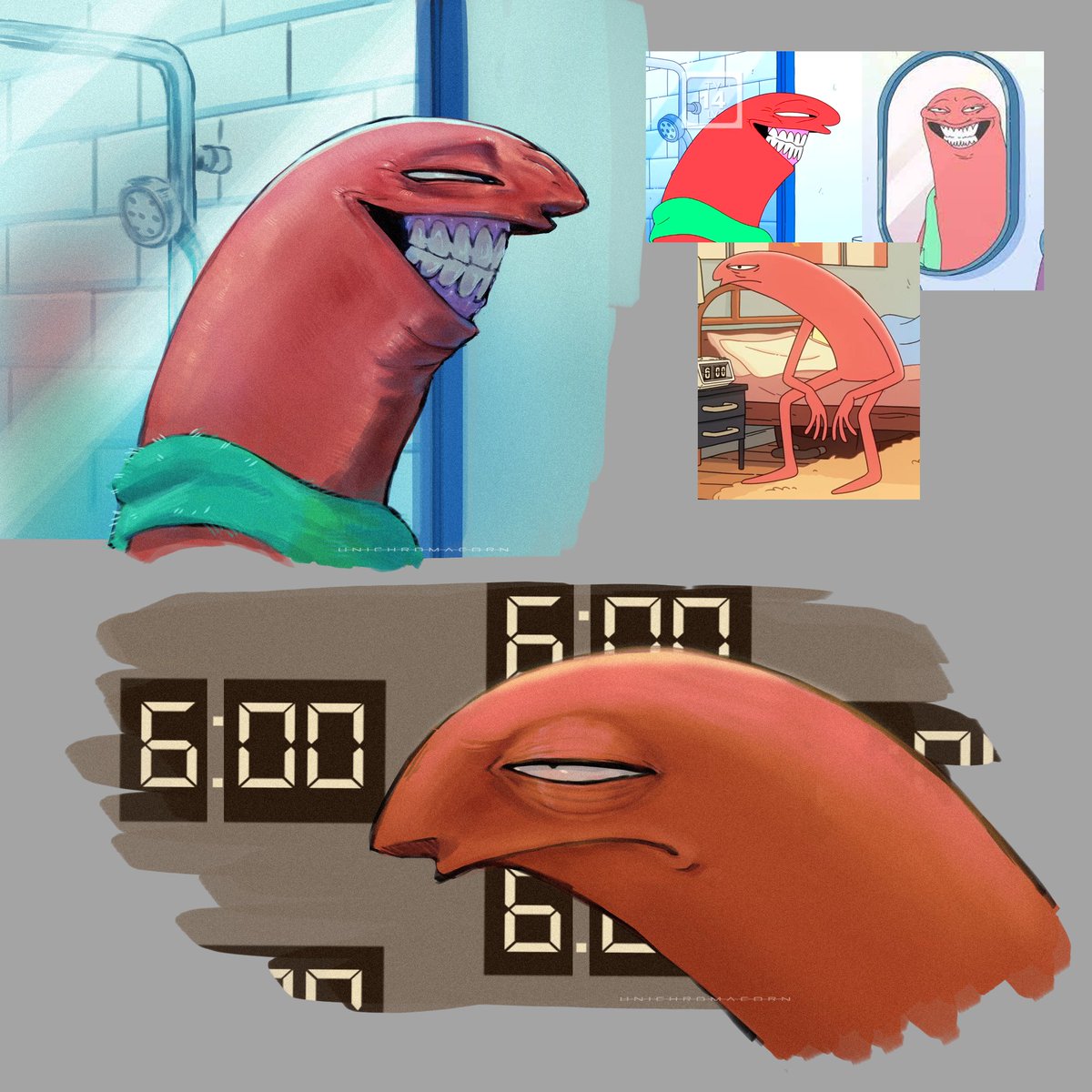 #smilingfriends  friends always gives me a giggle. Alan is an icon ✨💅
I almost never do fanart so this was a nice change of pace, I had so much fun doodling these that I'd love to do more