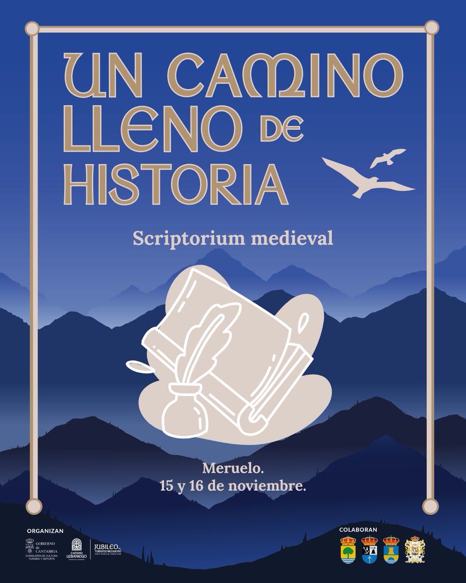 CLebaniego's tweet image. ✒️ 15–16 nov | Meruelo
Vive el arte de la escritura medieval con el taller “Scriptorium: Paleografía”.
Crea tus propias tintas y escribe como un auténtico escriba.

🔗 forms.office.com/pages/response…

#CaminoLebaniego