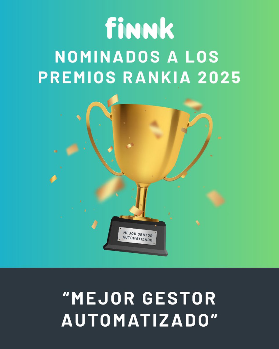 Nos complace anunciar que hemos sido nominados a los Premios Rankia 2025 a entidades de Fondos de Inversión, en la categoría de Mejor Gestor Automatizado! 🚀 rankia.com/blog/fondos-in……
Podéis votar por Finnk, hasta el día 26 de noviembre en este otro enlace :