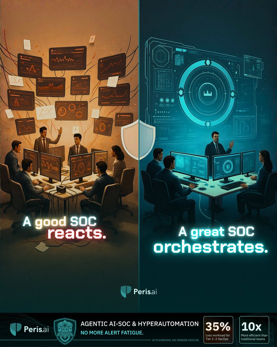peris_ai's tweet image. When orchestration, intelligence, and automation come together, response becomes strategy, not reaction. That’s the difference between defense and dominance.

#CyberOperations #SOAR #SOC #Automation #CyberResilience #BrahmaFusion #PerisAI #YouBuild #WeGuard