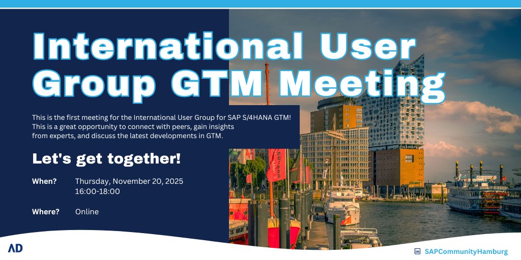 peter_langner's tweet image. 📢 We are excited to announce the first meeting of the newly founded International User Group for SAP S/4HANA Global Trade Management (GTM)

Join us on Thursday, November 20, 2025 to explore key topics in SAP GTM, including:

Experience Report: Ronald A. Chisholm’s journey with…