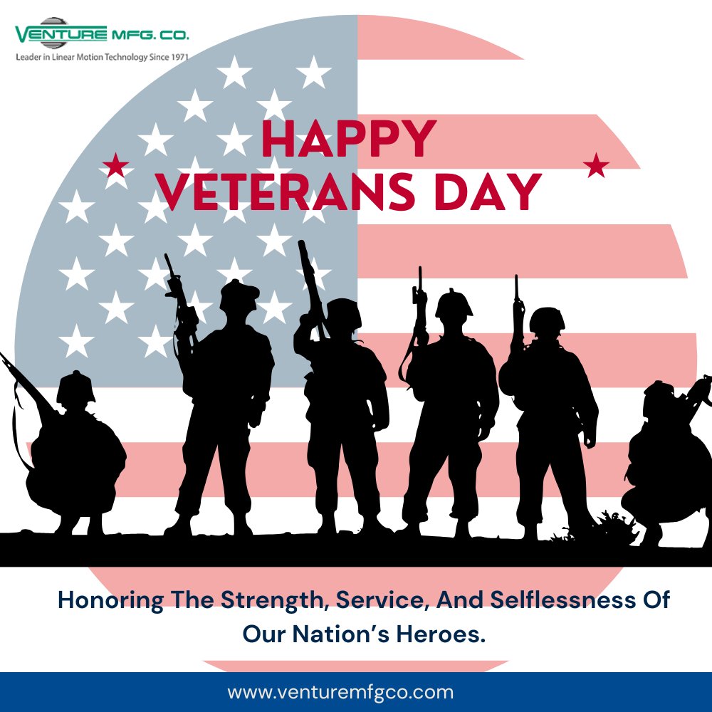 Venturemfg's tweet photo. Honoring the brave men and women whose courage, sacrifice, and service protect our freedom and inspire our nation. 

#VeteransDay #HonoringHeroes #ThankYouVeterans #VentureMfgCo https://t.co/t8N9bb54bZ