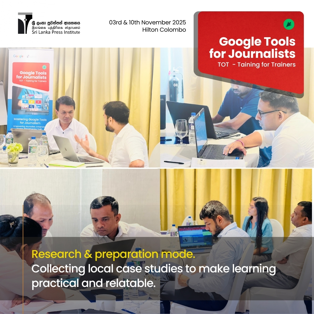 SLPI, in collaboration with Google, completed the first sessions of the Google Tools Training for Journalists with a select group of 15 newsroom &amp; freelance journalists. The Trainers Pool will now bring this knowledge back to newsrooms across Sri Lanka.
 
#SLPI #Google