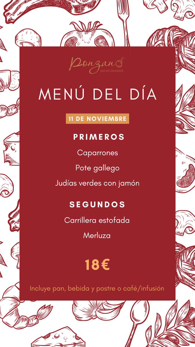 Para los que habéis apurado el puente hasta el último segundo y hoy no habéis llevado tupper a la oficina, aquí tenéis el 'menú BBB' de Ponzano. Para los de casa, los de siempre, también, claro 🤗.