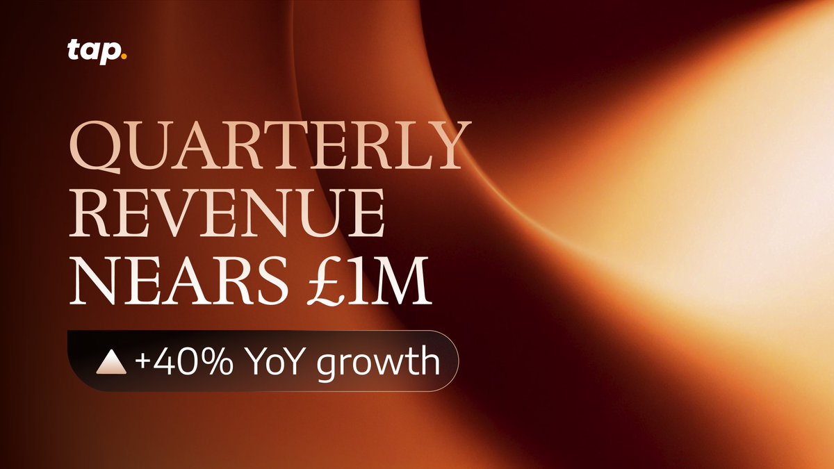 Tap kicks off FY26 with momentum! 🚀 Q1 revenues hit ~£1M — up 40% YoY and  30% QoQ. Driven by demand for our digital finance ecosystem uniting money  payments + crypto settlement