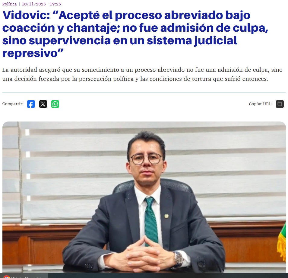 CeCocarico's tweet photo. "NO HAY QUE LAVARSE LA BOCA ANTES DE COMER". El Sr. Vicepresidente, defiende lo indefendible. Freddy Vidovic, fue sentenciado el 2015 por cohecho, un delito de corrupción. El mismo Vidovic dice: "Acepté el proceso abreviado bajo coacción..." es decir, tiene sentencia ejecutoriada https://t.co/Zd8j5aIn1X
