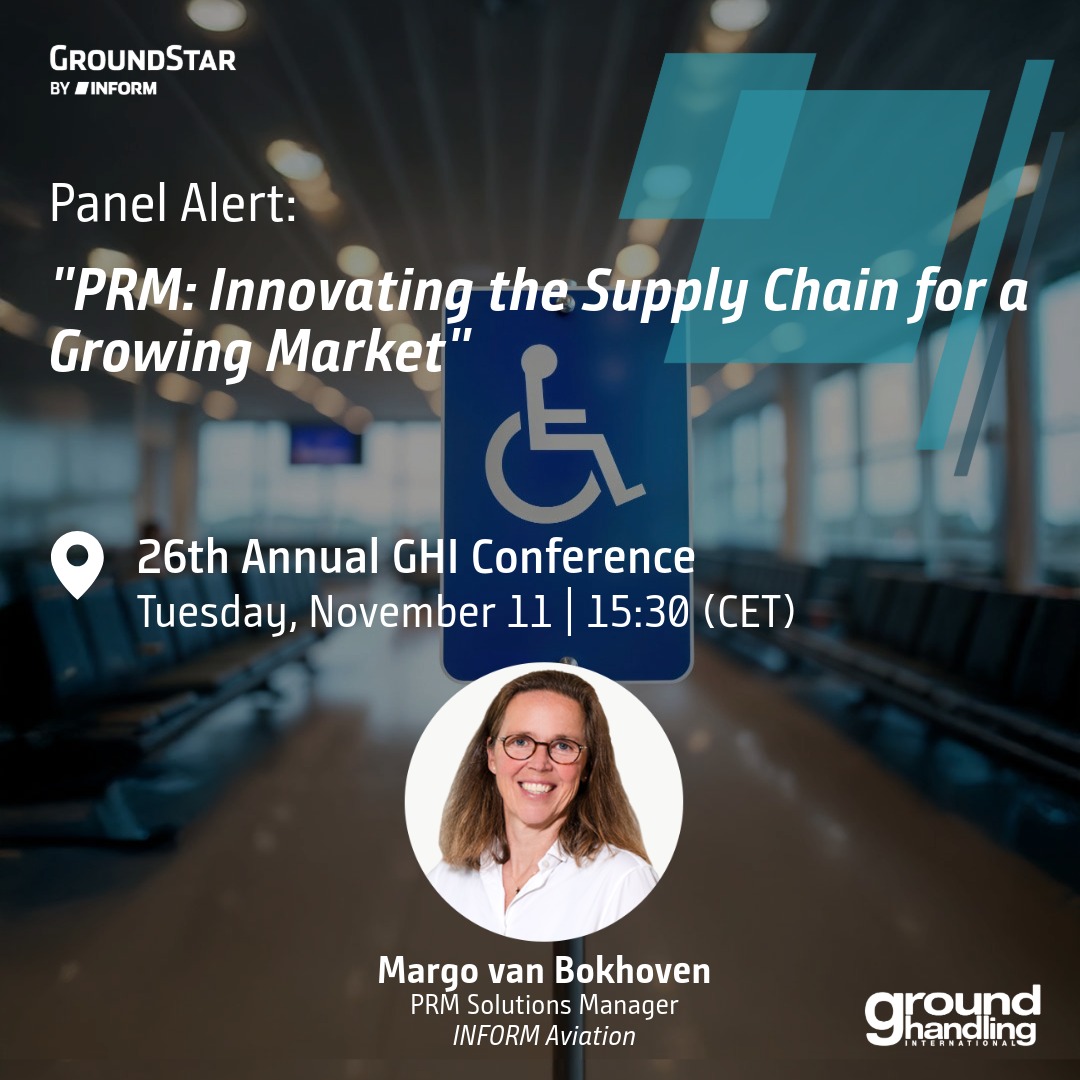Don’t miss today’s panel at #AnnualGHI:

PRM: Innovating the Supply Chain for a Growing Market

🕒 15:30–16:15 | with INFORM´s Margo van Bokhoven

Discover how #PRM can become a strategic asset for airports, airlines, and handlers.

More info: inform-software.com/en/expertise/e…

#aviation