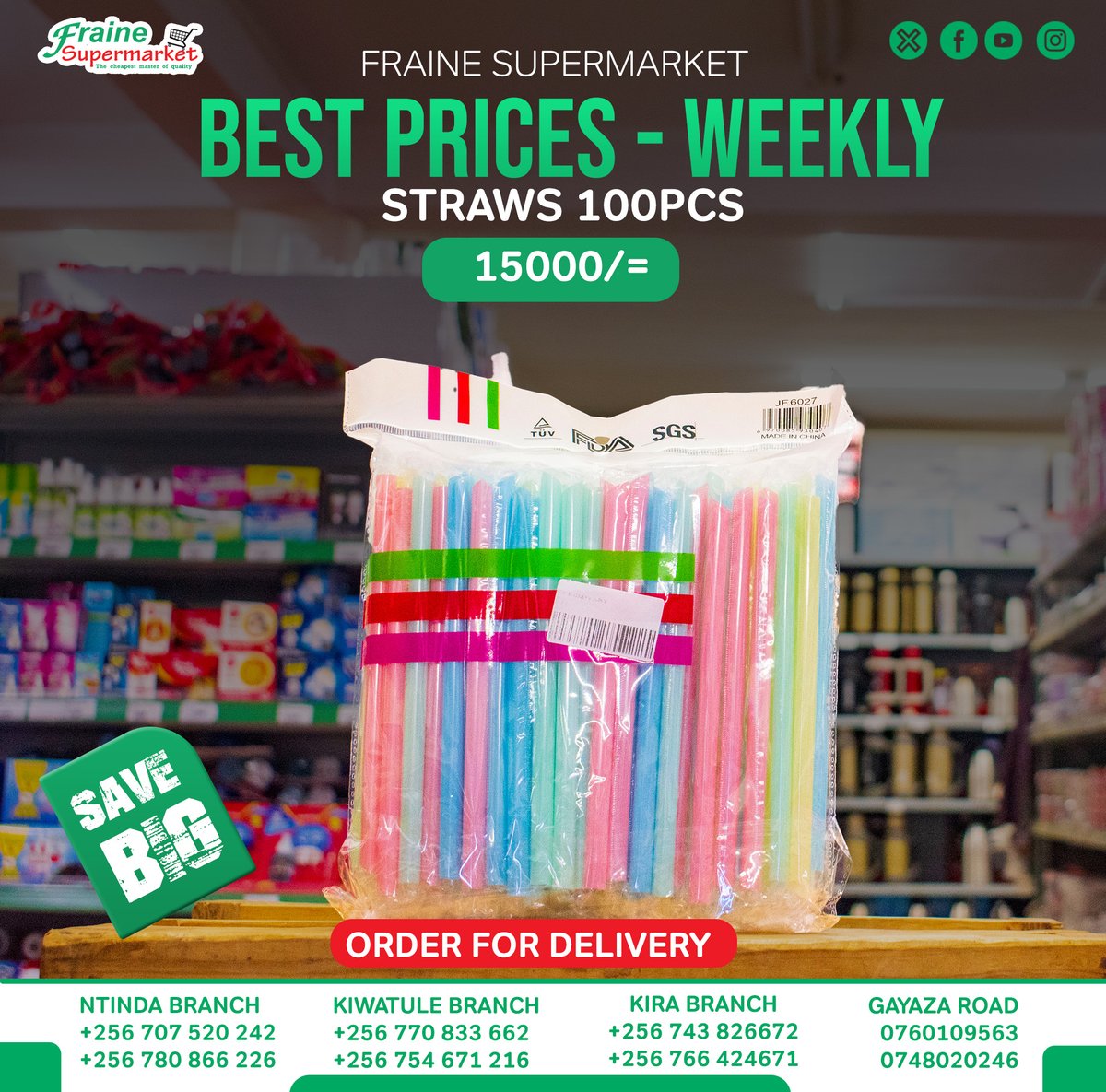 Looking for fancy party straws?
Or maybe you lost the straw from your Stanley Cup? Don’t worry — we’ve got you covered!

Visit Fraine Supermarket today and grab your replacement or party straws in different styles and colors. Perfect for every occasion!