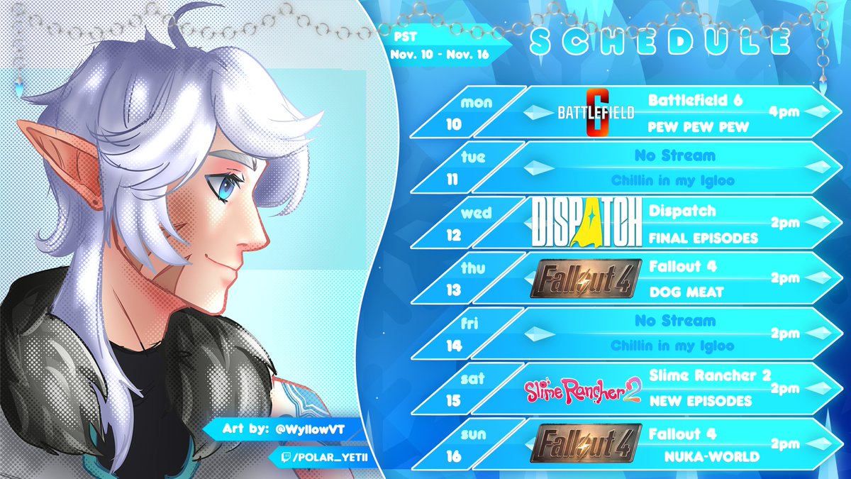 HI GOOBIES!!!💙💙💙
Here is this weeks stream schedule!😁😁

[ #Vtuber | #Sreamer | #Schedule ]