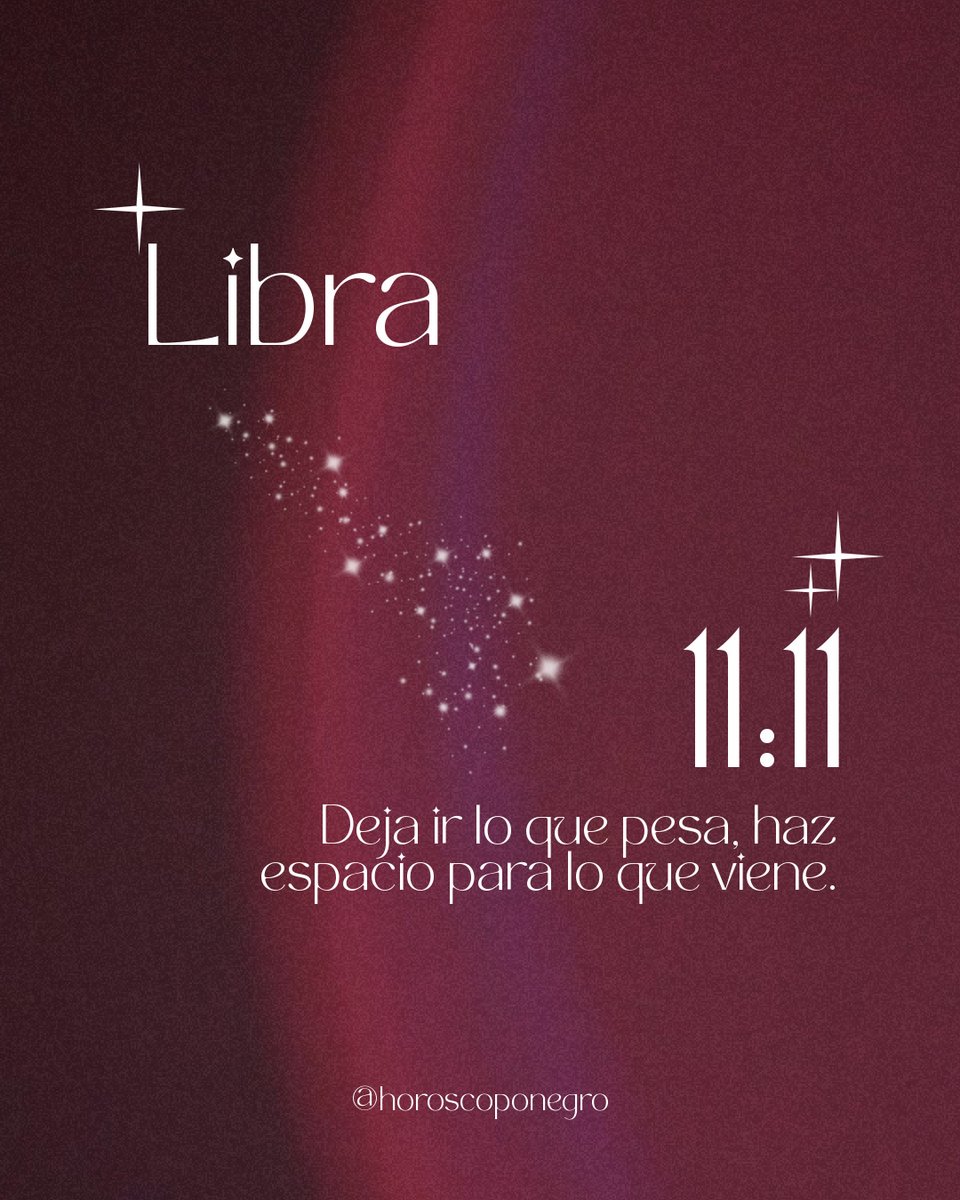 ✨ Libra, el número 11 es el número maestro de la intuición, el recordatorio de que tú creas lo que crees ✨

El 11.11 es el portal que abrirá la frecuencia de la abundancia, pero solo entrarán los que vibren en ella 🔮 ¿En qué estás pensando ahora mismo?