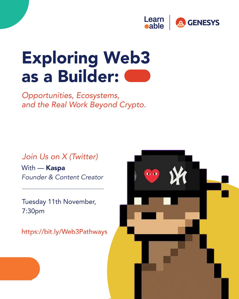 _learnable's tweet photo. Opportunities are shifting to Web3 — and Genies are leading the way.  Don’t just watch the change, be part of it! 

@genesystechhub @ekeson_wtb @bigjoejs @TheRealNesfield @KaspaMeta @amdonatusprince
Join the Space: https://t.co/HufFbKnRbH https://t.co/M1OLZlgnsc