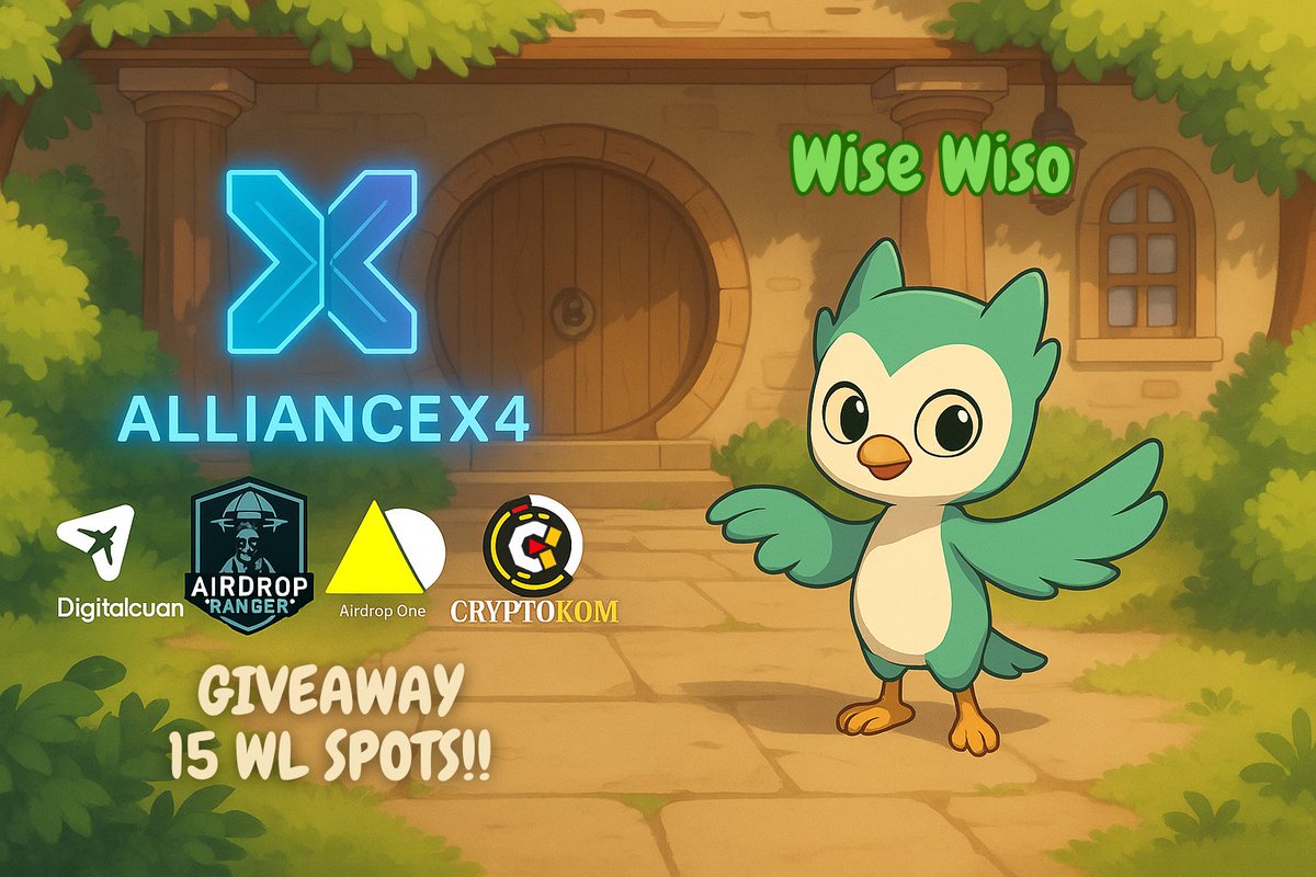 Alliancex4_'s tweet photo. AllianceX4 x Wise Wiso @WiseWiso_HQ 

Giveaway 15 WL Spots NFT!

Join the campaign by completing simple tasks here:
https://t.co/FPgRwPvWdi https://t.co/HBj1eYg4lD