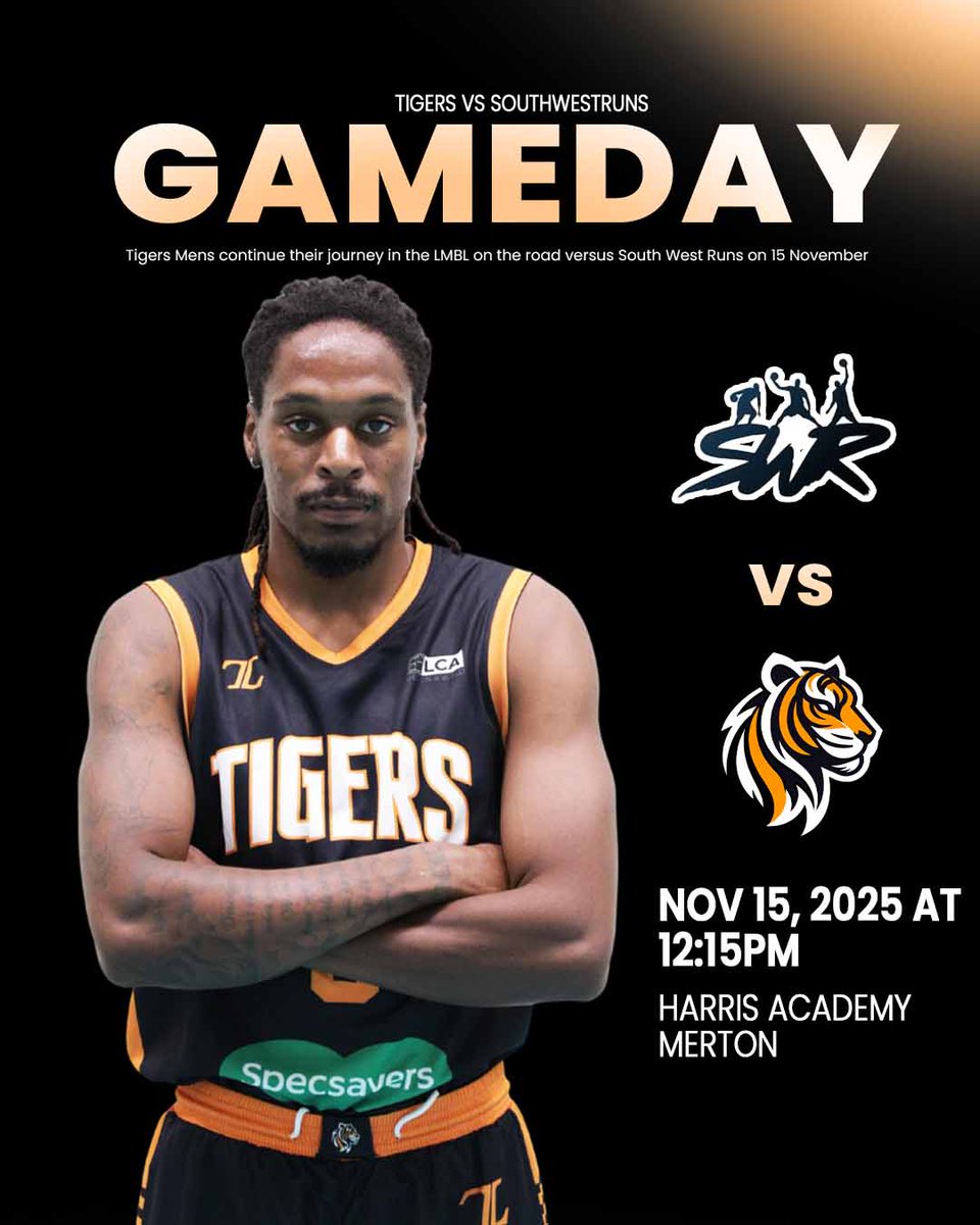 🟧 Back-to-Back Incoming 🐅

Tigers Men are locked in for their first double-header of the season 🔥

📍 Friday, Nov 14, MBA
🆚 Eltham Eagles
🕗 8:00 PM | Trinity School

📍 Saturday, Nov 15, LMBL
🆚 South West Runs
🕛 12:15 PM | Harris Academy

@specsavers Bexleyheath &amp; Erith