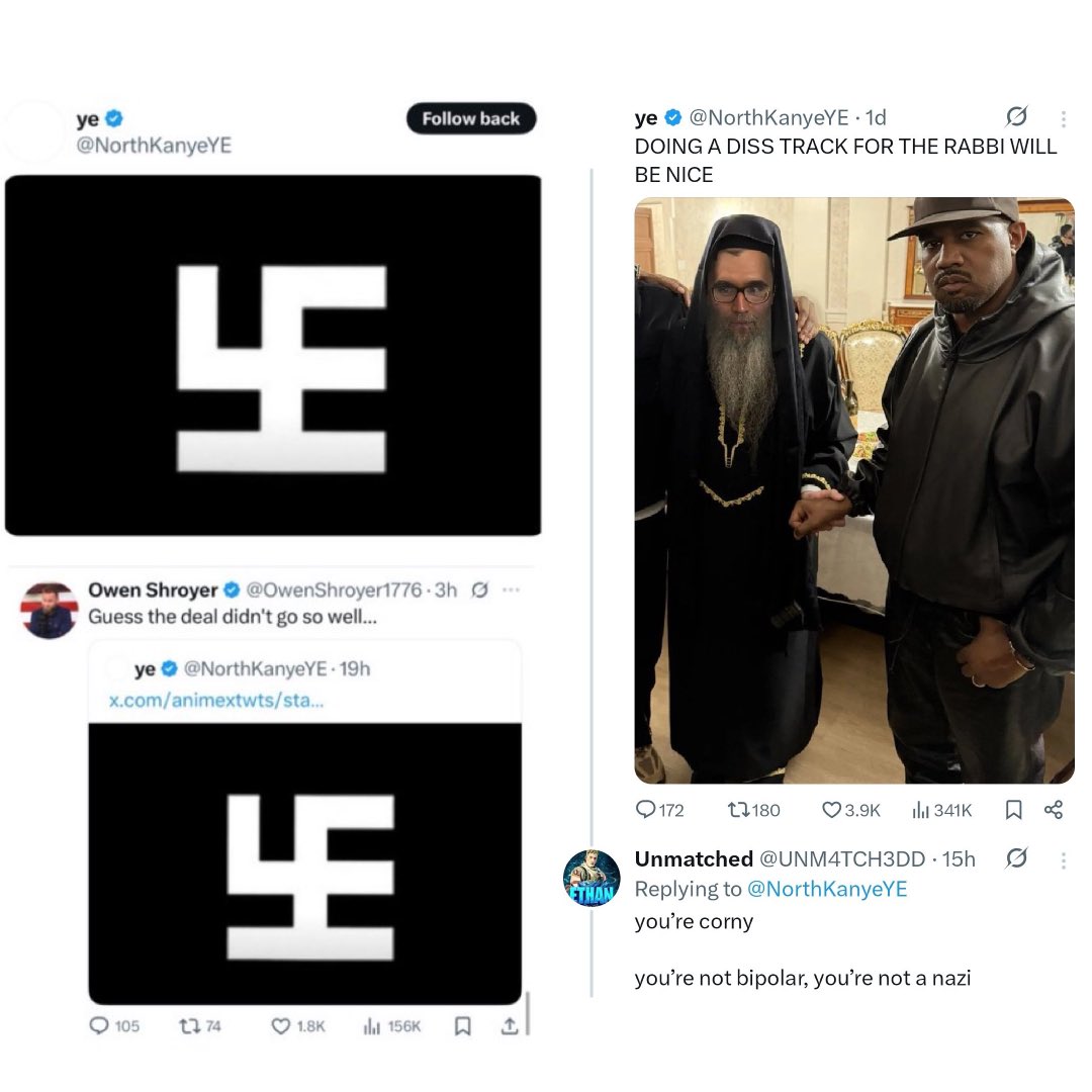 yeunrlsd's tweet image. Accounts like @NorthKanyeYE are actively impersonating &amp;amp; slandering Ye by fooling people into thinking it’s the real Ye tweeting. Now they are profiting off of impersonating Ye.

They don’t have a parody tag which goes against @X rules about parody accounts of a celebrity.