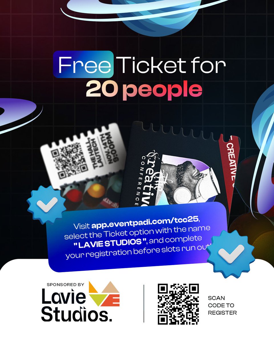 StudiosLavie's tweet photo. ๐จ ๐๐ ๐ฝโ๐ผ๐ผ ๐๐โ๐๐ผ๐๐ ๐
Lavie Studios is sponsoring 20 lucky creatives to attend The Creative Conference 2025 โ a space where ideas meet innovation and connections spark opportunities.
#CreativeRaisers #TCC25 https://t.co/2qVYagbuw8