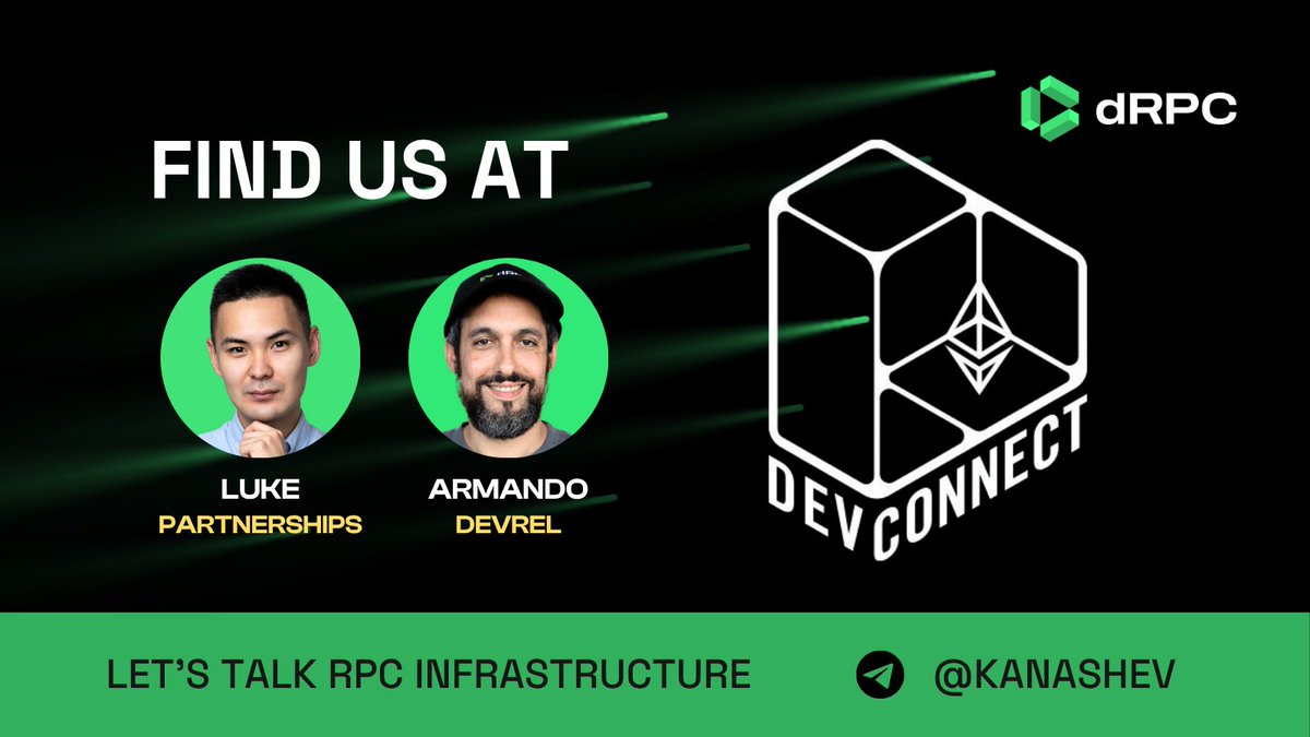 ✈️ Heading to <a href="/EFDevcon/">Devconnect ARG - the first Ethereum World’s Fair</a> Argentina? So are we.

If your team is scaling and needs outage-proof RPC infrastructure, come meet the dRPC crew in person.

We’re showcasing:
• NodeCore: open-source, self-hosted RPC stack
• NodeCloud: cloud-based, ready-to-use RPC infra
• NodeHaus
