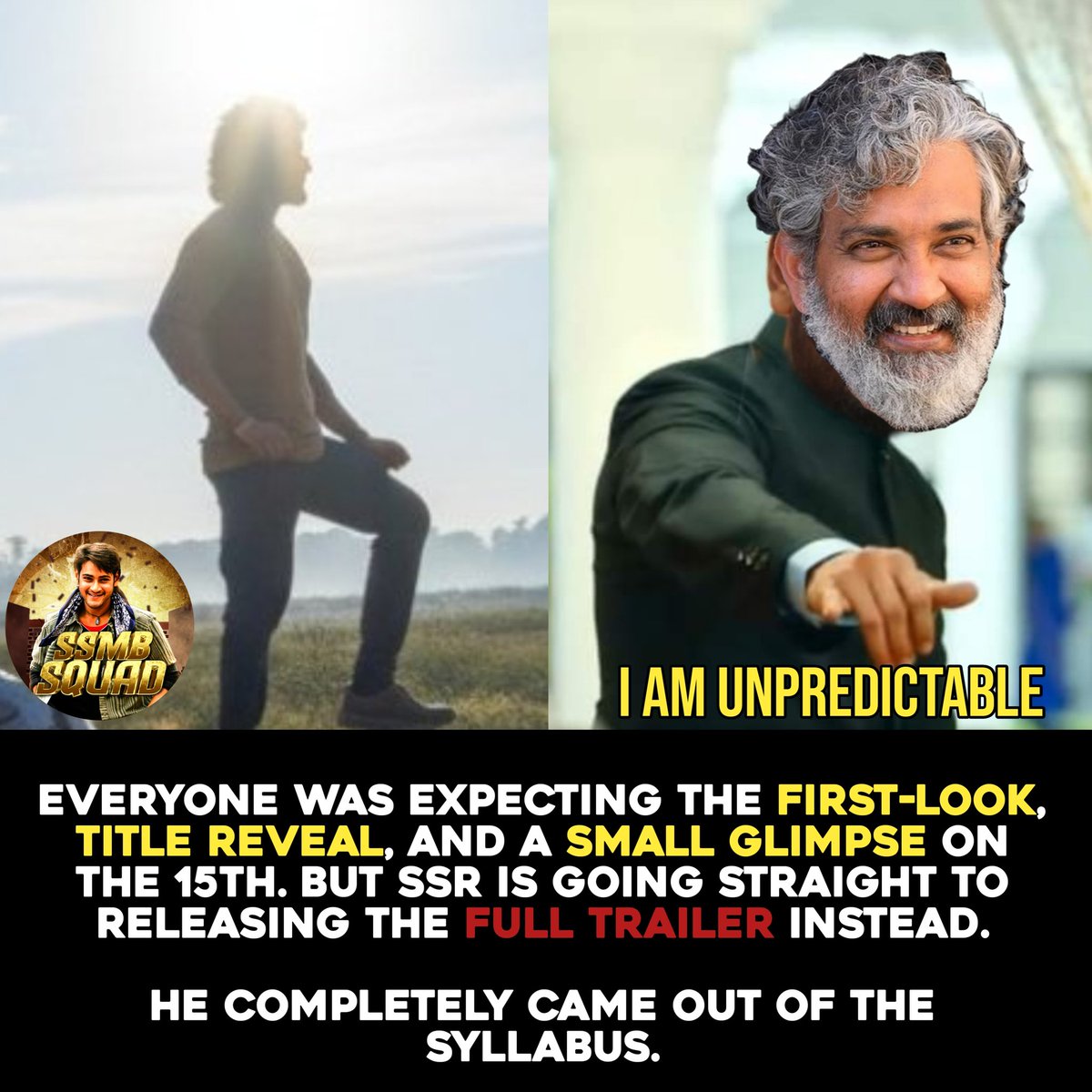 SSMBSquad's tweet photo. Bro Came Out of Syllabus 🗿
@ssrajamouli 🔥 

@urstrulyMahesh #MaheshBabu #SSMB29 #GlobeTrotter https://t.co/uKqKOrTQj7