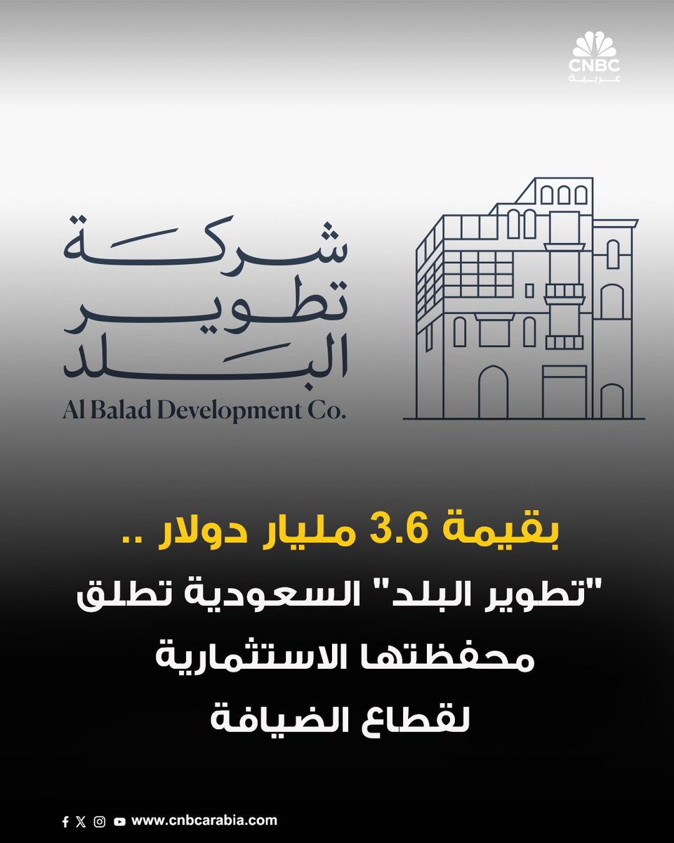 ▪️شركة تطوير البلد السعودية تطلق محفظتها الاستثمارية لقطاع الضيافة بنحو 3.6 مليار دولار، بحسب إعلام رسمي سعودي

▪️المحفظة تهدف تطوير أكثر من 3300 وحدة فندقية عبر فئات متنوعة من المتوسطة إلى الفاخرة، عبر برامج استثمار وتمويل تشمل الشراكات بين القطاعين العام والخاص، وصناديق
