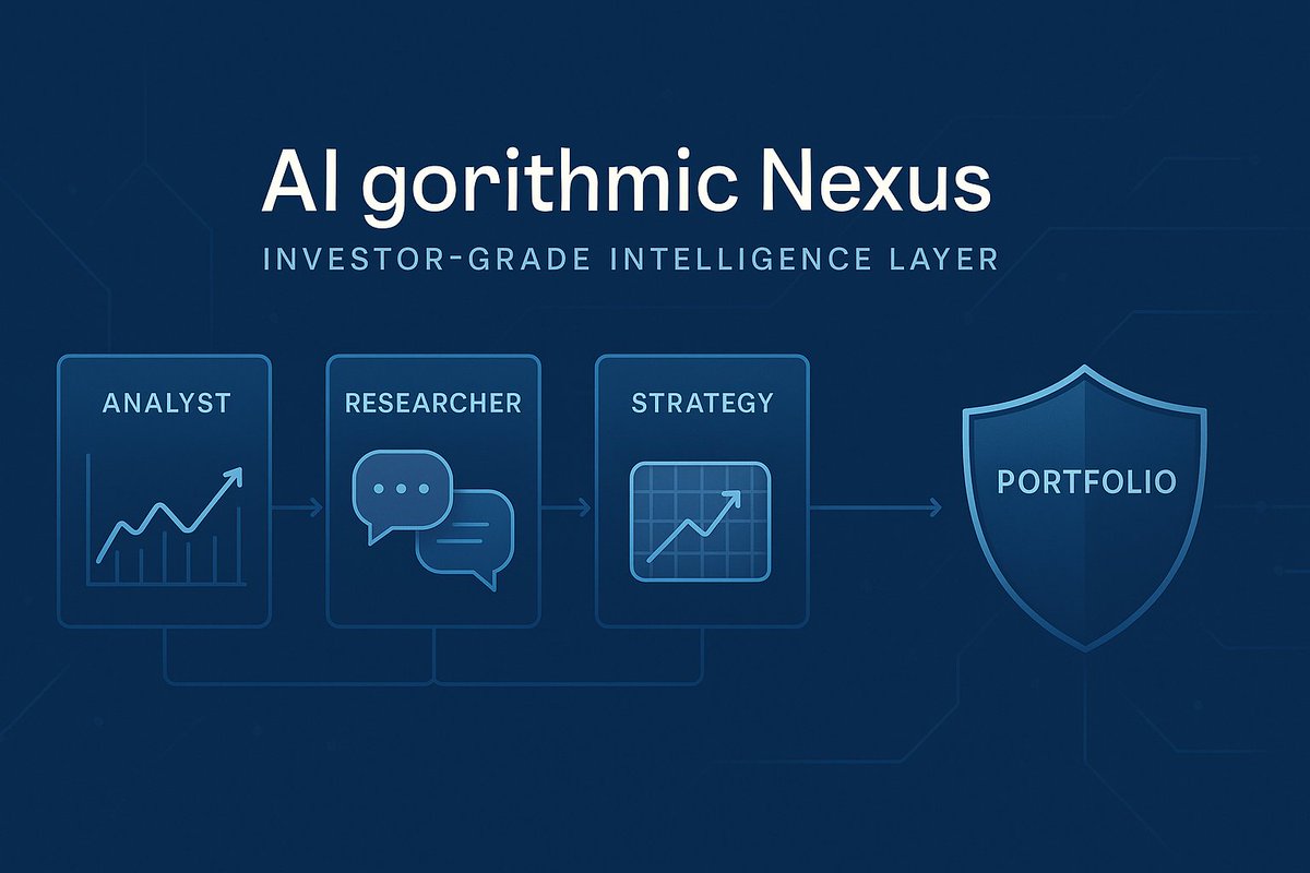 AIgorithmicNex's tweet photo. AI gorithmic Nexus brings human-AI research, debate, and explainable signals to portfolio decisions. https://t.co/TQR3yBYcxA #AIgorithmicNexus #MultiAgentInvest #ExplainableAlpha https://t.co/b9IPer1vRF