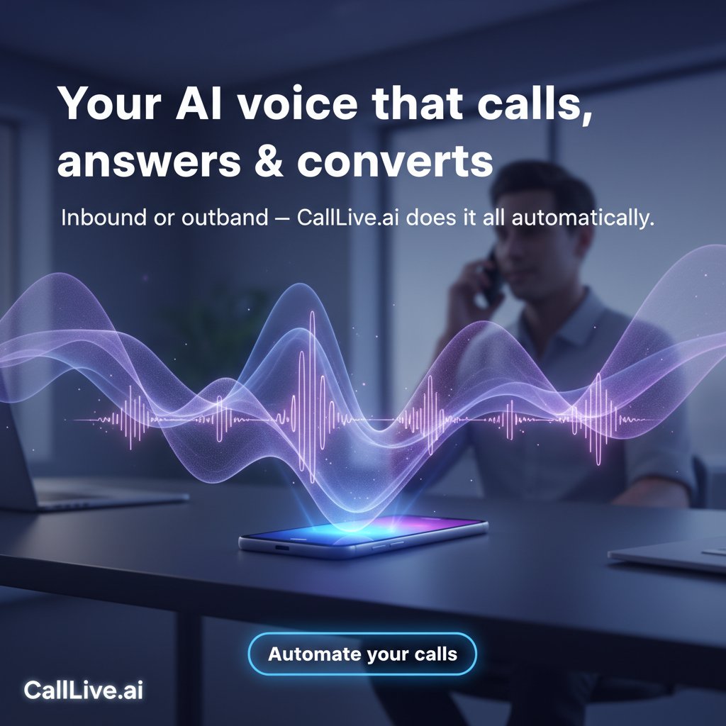 CallLiveAI's tweet photo. You rest.
https://t.co/aabLGCMs35 calls.
Deals keep moving.
https://t.co/P8WUCx8bzG - 24/7 voice AI agent that sounds human. https://t.co/wOXQ4P2Bvr