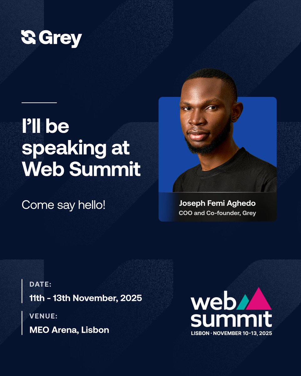 greyfinance's tweet image. Our COO &amp;amp; Co-founder, Joseph Femi Aghedo, will be speaking on how to build and scale a business across different continents at @websummit today!

Come through if you are around! 
#websummit #websummit2025