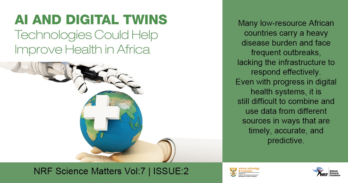 NRF_News's tweet image. #NRFScienceMatters | A research study funded by the NRF looked at how AI and digital twins (virtual models of real-world systems) technologies could work together in an augmented AI system to improve health and well-being. 

Read more: nrf.ac.za/science-matter…