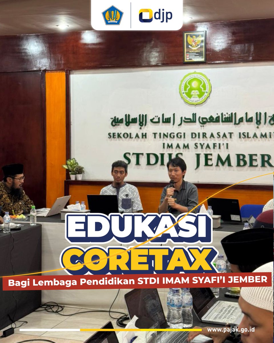 pajakjember's tweet photo. Kantor Pelayanan Pajak (KPP) Pratama Jember melaksanakan kegiatan Sosialisasi Pelaporan SPT Tahunan Orang Pribadi melalui aplikasi Coretax bersama civitas akademika STDI Imam Syafi’i Jember.(6/11) https://t.co/bd7FGat9f6