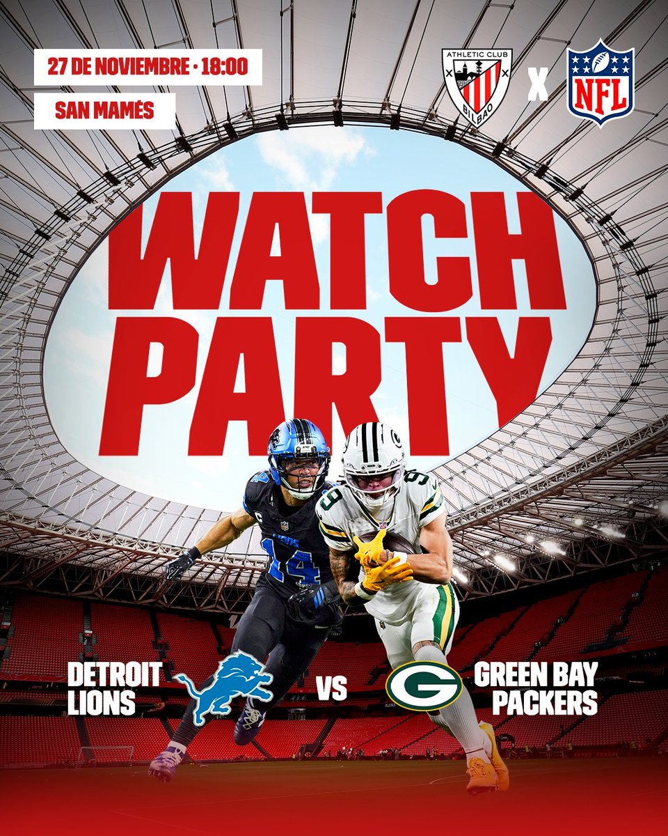 Paco_Virues's tweet photo. 🚨 OFICIAL: El Athletic Club se une a la fiesta de la NFL

El 27 de NOVIEMBRE, Watch Party en San Mamés para el PACKERS vs LIONS con muchas actividades

"La combinación de nuestro relato y la de la NFL pueden depararnos experiencias deportivas y culturales inolvidables” https://t.co/naFoW90xgA