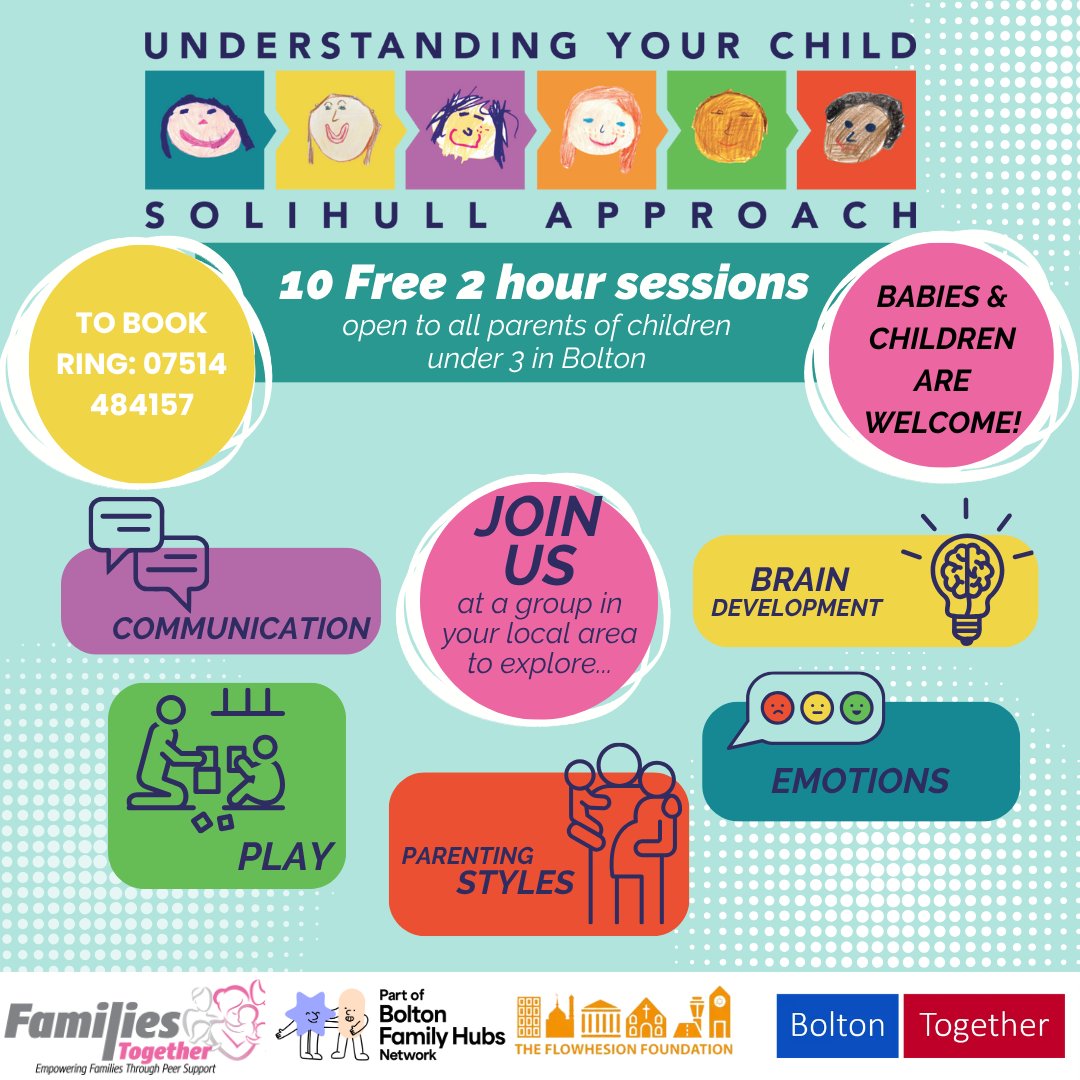fam2gether's tweet image. Join our free Winter Solihull Approach groups at Tonge Family Hub, starting Monday 19th January
Discover how your child develops, understand their emotions, and learn practical ways to support them as they grow
Call us on 07514 484157
#braindevelopment #tongefamilyhub