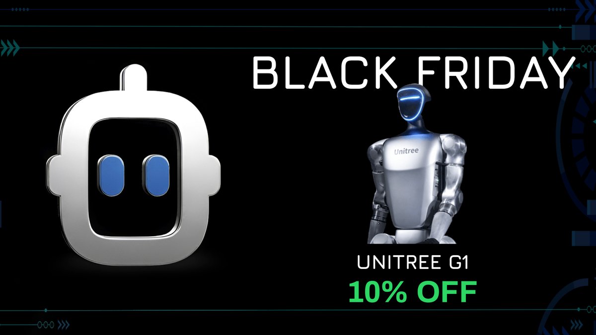 ROSComponents's tweet image. 💸💸Big discount on the Unitree G1 #humanoid robot: roscomponents.com/product/g1-hum… 
The humanoid with Artificial Intelligence, designed to perform a wide range of movements and tasks thanks to its learning driven by imitation and reinforcement❣️