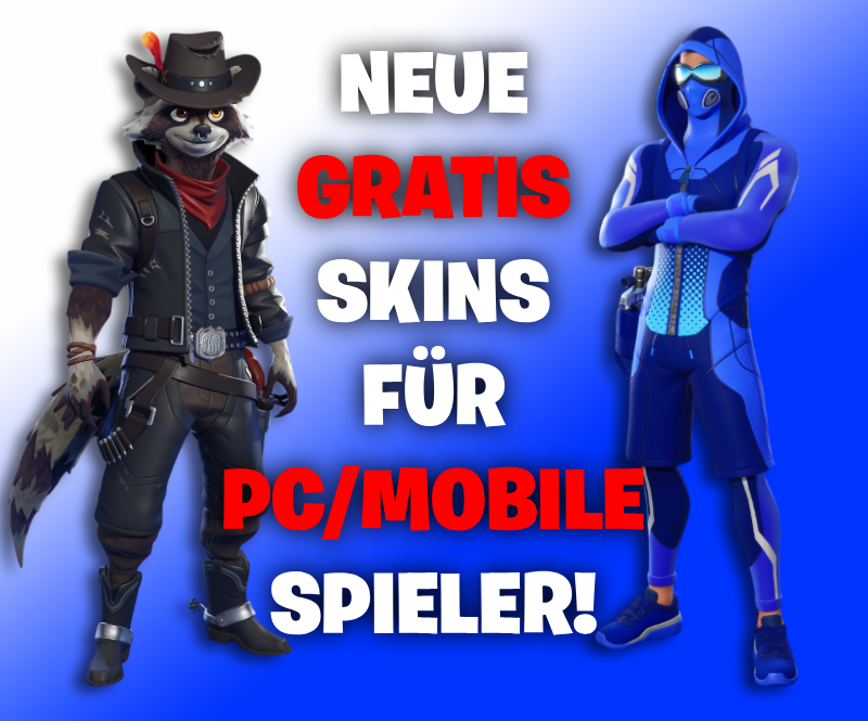 Neue GRATIS Skin's werden für uns kommen, bei ,,Clyde" (Waschbär) soll man wie bei den vorherigen Skin's 100.000 EP sammeln.

Wie es bei ,,Freediver" Skin (Rechts im Bild) sein wird, ist derzeit noch unklar!
Wenn es mehr Infos gibt, gebe ich bescheid! 👀
#Fortnite