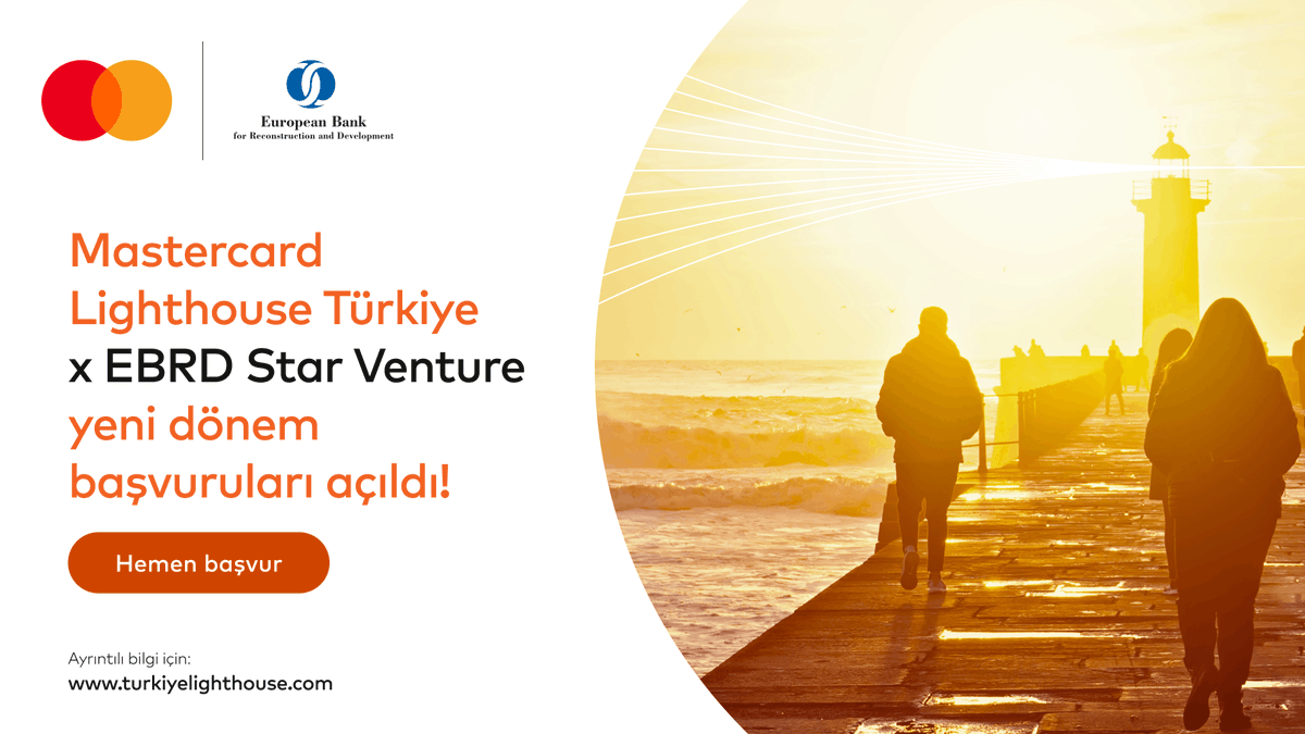 📣 Girişimcilere duyurulur!
Mastercard Lighthouse Türkiye x EBRD Star Venture 2025 için başvurular devam ediyor!

Programa kabul edilen girişimler 18 aya varan kapsamlı desteklerden faydalanacak.

📌 Detaylar ve başvuru için: turkiyelighthouse.com

#Mastercard