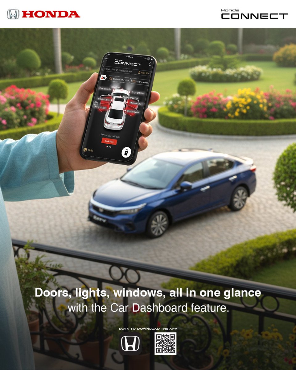 HondaCarIndia's tweet photo. A tap is all it takes to know your car’s status and condition. Download the Honda Connect App now to enjoy convenience of the Car Dashboard feature.
#HondaCarsIndia #HondaCars #HondaConnect https://t.co/TSTJyEdwOG