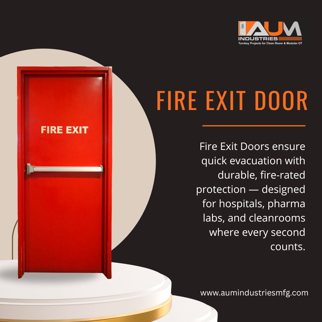 AumIndustries's tweet image. Ensure safety without compromise — AUM Industries’ fire exit doors are engineered for durability, quick accessibility, and maximum protection. 

#FireExitDoor #AUMIndustries #SafetySolutions #IndustrialDoors #CleanroomSafety #DurableDesign #PrecisionBuilt #BuiltForPerfection