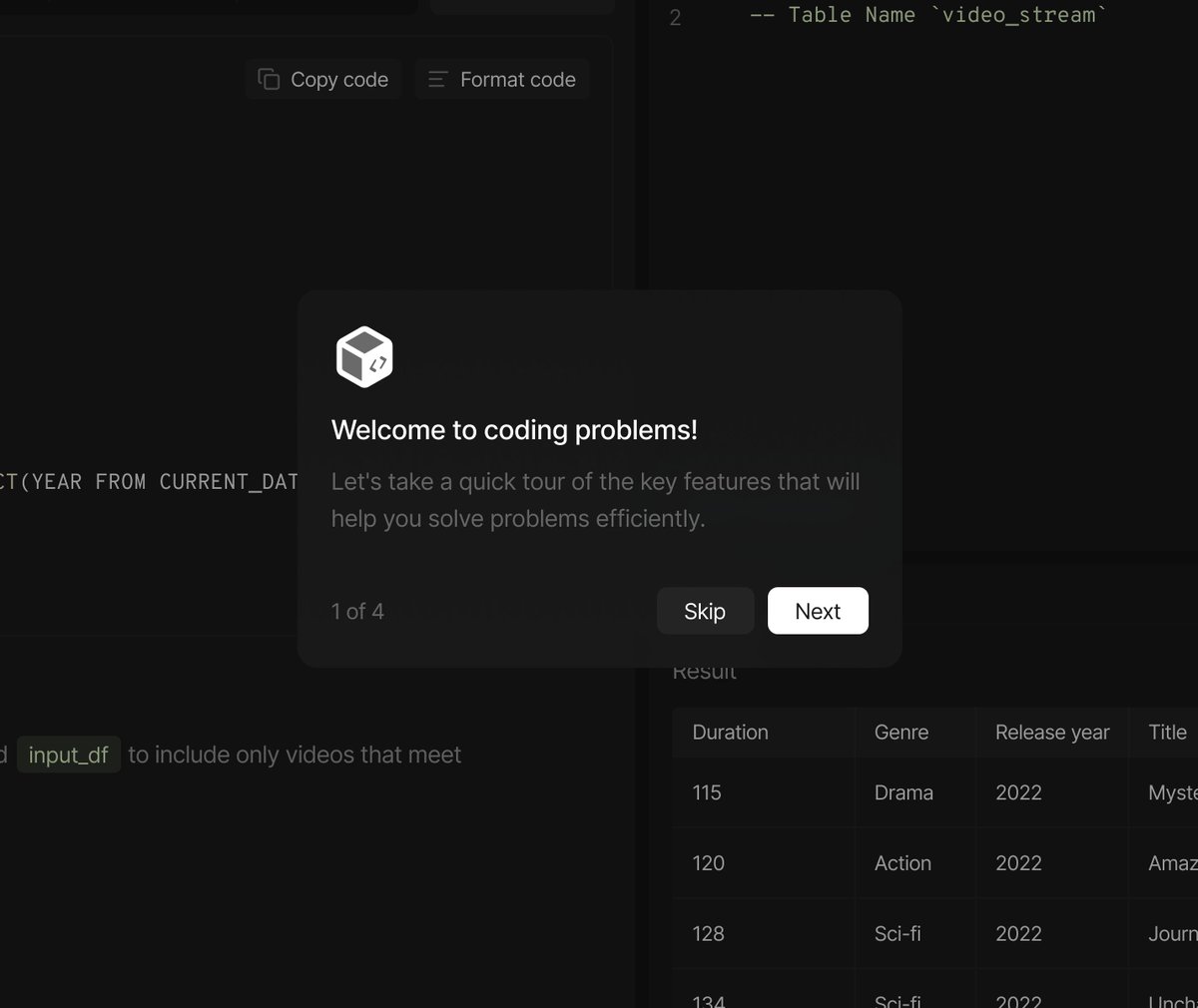 product walkthrough modal
